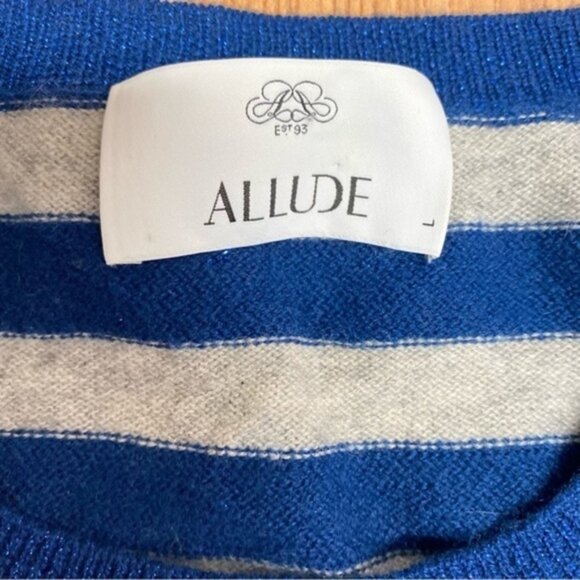 Allude Wool-Cashmere Sweater Gray‎ Navy Women Size Large - Picture 7 of 8